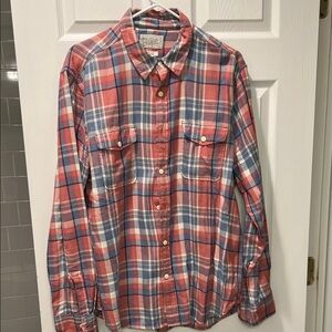Lucky Brand Red and Blue Plaid Button Down Shirt